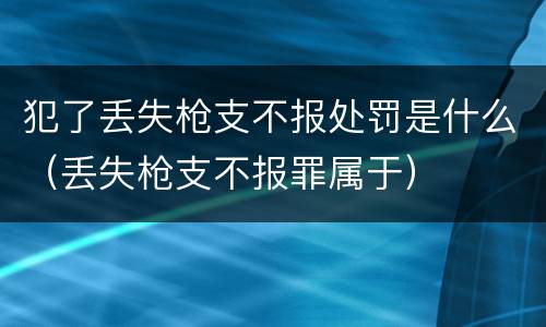犯了丢失枪支不报处罚是什么（丢失枪支不报罪属于）
