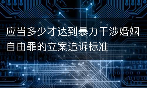 应当多少才达到暴力干涉婚姻自由罪的立案追诉标准