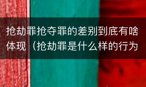 抢劫罪抢夺罪的差别到底有啥体现（抢劫罪是什么样的行为）