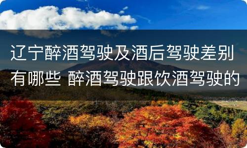 辽宁醉酒驾驶及酒后驾驶差别有哪些 醉酒驾驶跟饮酒驾驶的区别