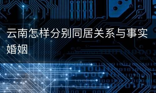 云南怎样分别同居关系与事实婚姻