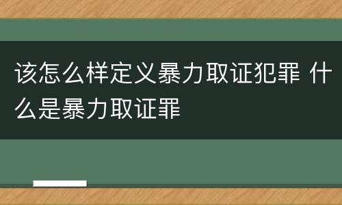该怎么样定义暴力取证犯罪 什么是暴力取证罪