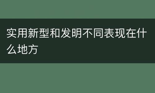 实用新型和发明不同表现在什么地方