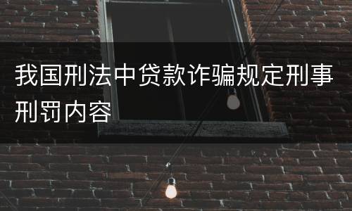 我国刑法中贷款诈骗规定刑事刑罚内容