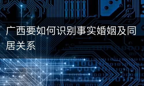 广西要如何识别事实婚姻及同居关系