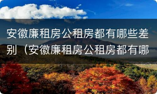 安徽廉租房公租房都有哪些差别（安徽廉租房公租房都有哪些差别呢）