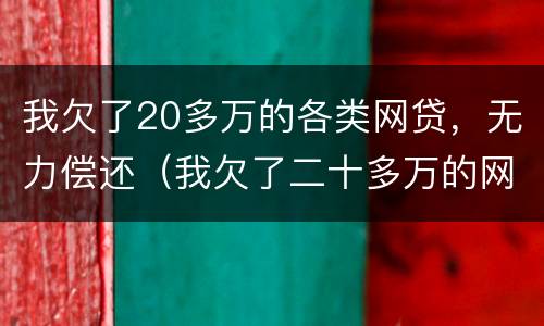 我欠了20多万的各类网贷，无力偿还（我欠了二十多万的网贷怎么办?）