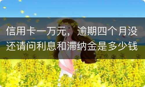 信用卡一万元，逾期四个月没还请问利息和滞纳金是多少钱