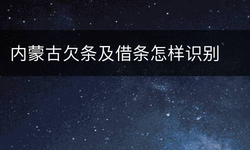 内蒙古欠条及借条怎样识别