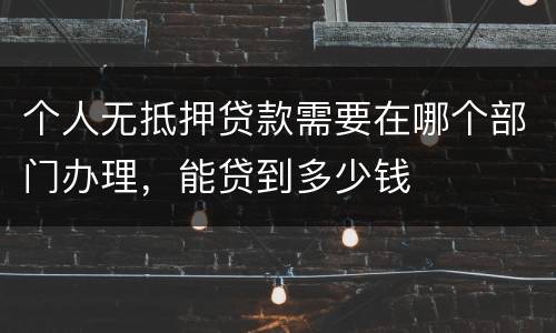 个人无抵押贷款需要在哪个部门办理，能贷到多少钱