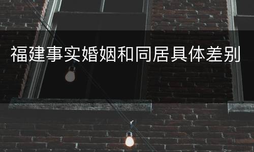 福建事实婚姻和同居具体差别