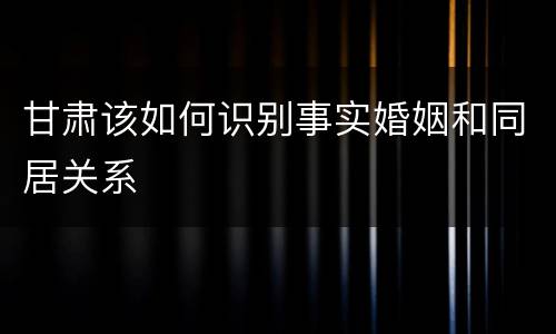 甘肃该如何识别事实婚姻和同居关系