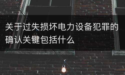 关于过失损坏电力设备犯罪的确认关键包括什么