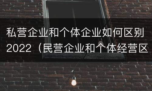 私营企业和个体企业如何区别2022（民营企业和个体经营区别）