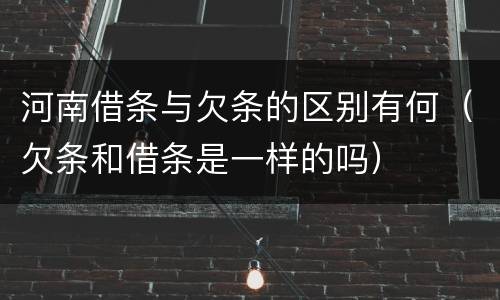 河南借条与欠条的区别有何（欠条和借条是一样的吗）