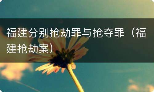 福建分别抢劫罪与抢夺罪（福建抢劫案）