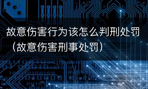 故意伤害行为该怎么判刑处罚（故意伤害刑事处罚）