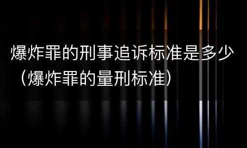 爆炸罪的刑事追诉标准是多少（爆炸罪的量刑标准）