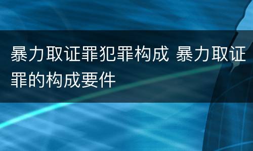 暴力取证罪犯罪构成 暴力取证罪的构成要件