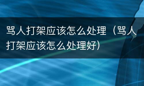 骂人打架应该怎么处理（骂人打架应该怎么处理好）