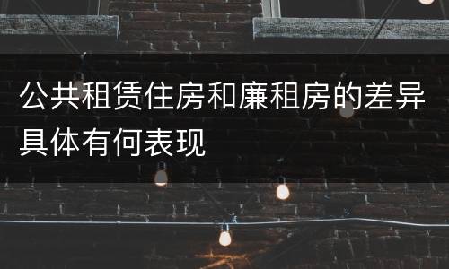 公共租赁住房和廉租房的差异具体有何表现