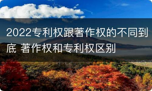 2022专利权跟著作权的不同到底 著作权和专利权区别