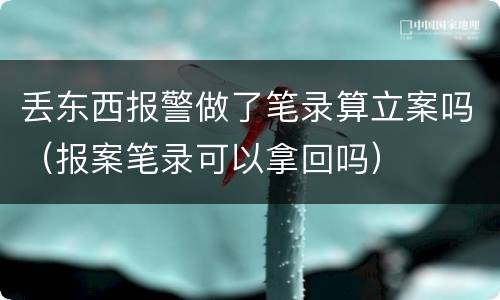 丢东西报警做了笔录算立案吗（报案笔录可以拿回吗）