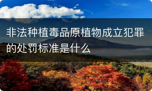 非法种植毒品原植物成立犯罪的处罚标准是什么