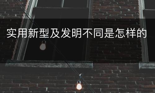 实用新型及发明不同是怎样的