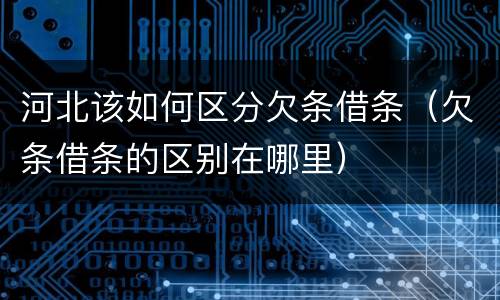 河北该如何区分欠条借条（欠条借条的区别在哪里）