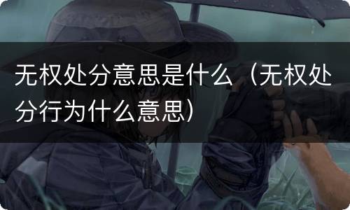 无权处分意思是什么（无权处分行为什么意思）