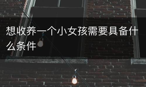 想收养一个小女孩需要具备什么条件