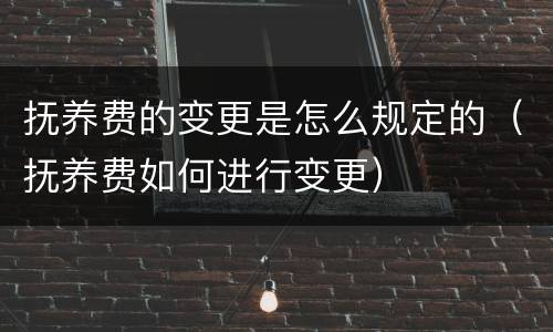抚养费的变更是怎么规定的（抚养费如何进行变更）