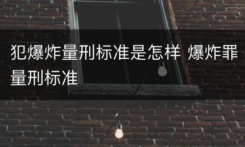 犯爆炸量刑标准是怎样 爆炸罪量刑标准