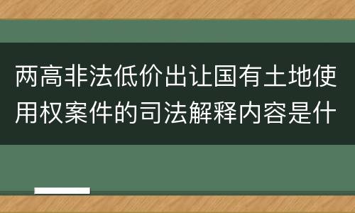 两高非法低价出让国有土地使用权案件的司法解释内容是什么