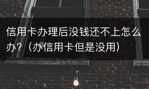 信用卡办理后没钱还不上怎么办?（办信用卡但是没用）