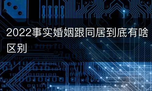 2022事实婚姻跟同居到底有啥区别