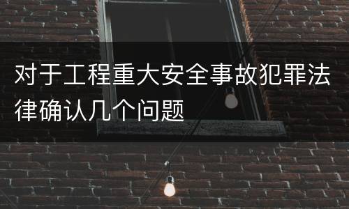 对于工程重大安全事故犯罪法律确认几个问题