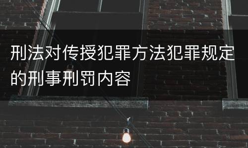刑法对传授犯罪方法犯罪规定的刑事刑罚内容