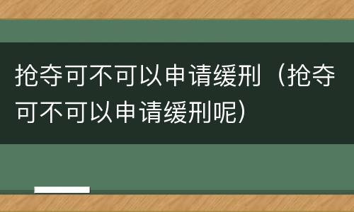 抢夺可不可以申请缓刑（抢夺可不可以申请缓刑呢）