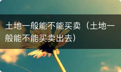 土地一般能不能买卖（土地一般能不能买卖出去）