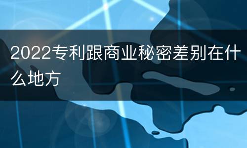 2022专利跟商业秘密差别在什么地方
