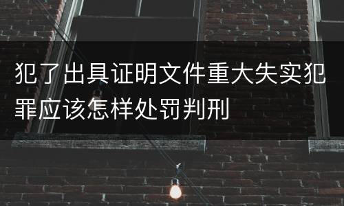 犯了出具证明文件重大失实犯罪应该怎样处罚判刑