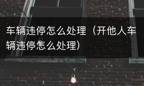 车辆违停怎么处理（开他人车辆违停怎么处理）