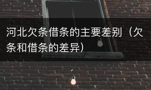 河北欠条借条的主要差别（欠条和借条的差异）