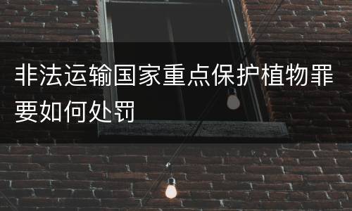 非法运输国家重点保护植物罪要如何处罚