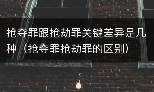 抢夺罪跟抢劫罪关键差异是几种（抢夺罪抢劫罪的区别）