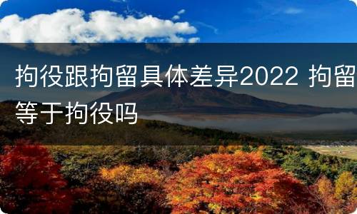 拘役跟拘留具体差异2022 拘留等于拘役吗