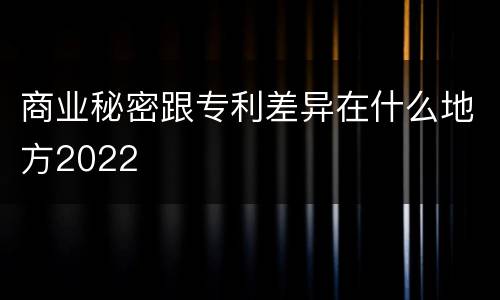 商业秘密跟专利差异在什么地方2022