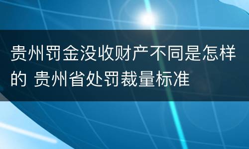 贵州罚金没收财产不同是怎样的 贵州省处罚裁量标准
